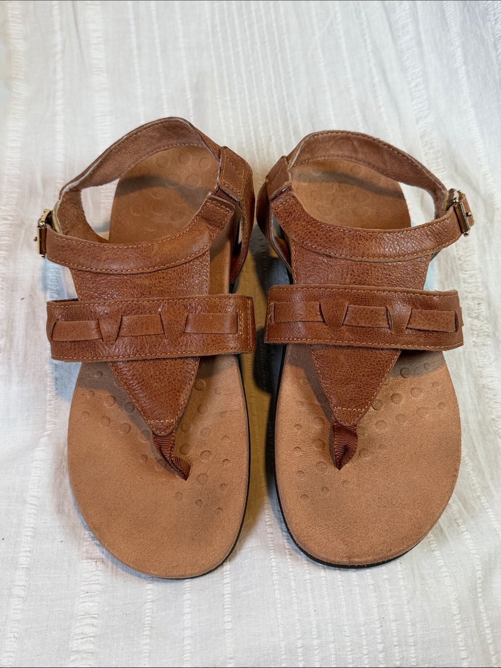 Vionic Lupe Brown Braided Leather Thong Sandals Women’s 7.5 Podiatrist Designed